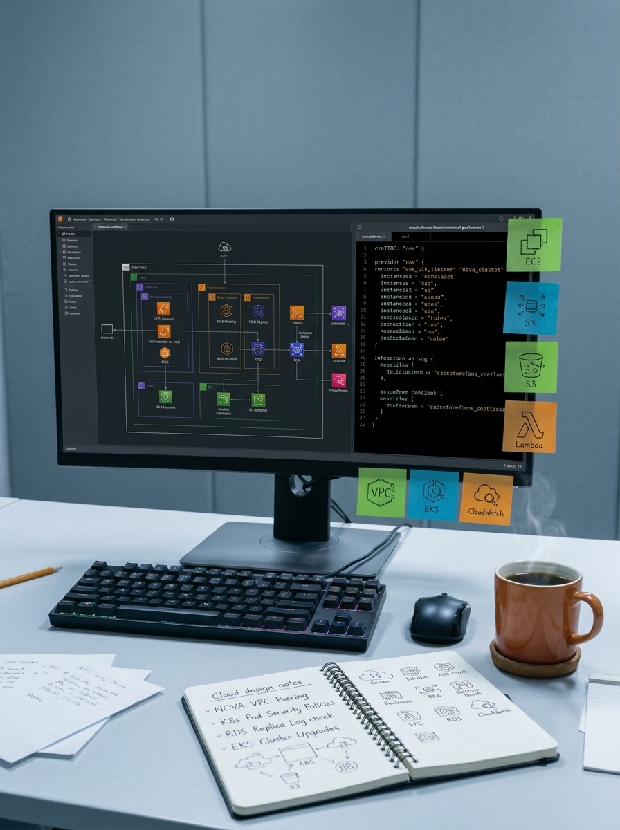 Architect drawing a diagram at a desk